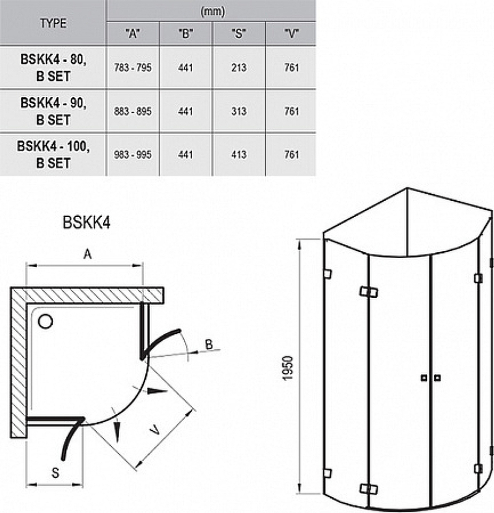Душевой уголок Ravak Brilliant BSKK4-100 100х100 3U2AAA00Y1 профиль Хром стекло Transparent