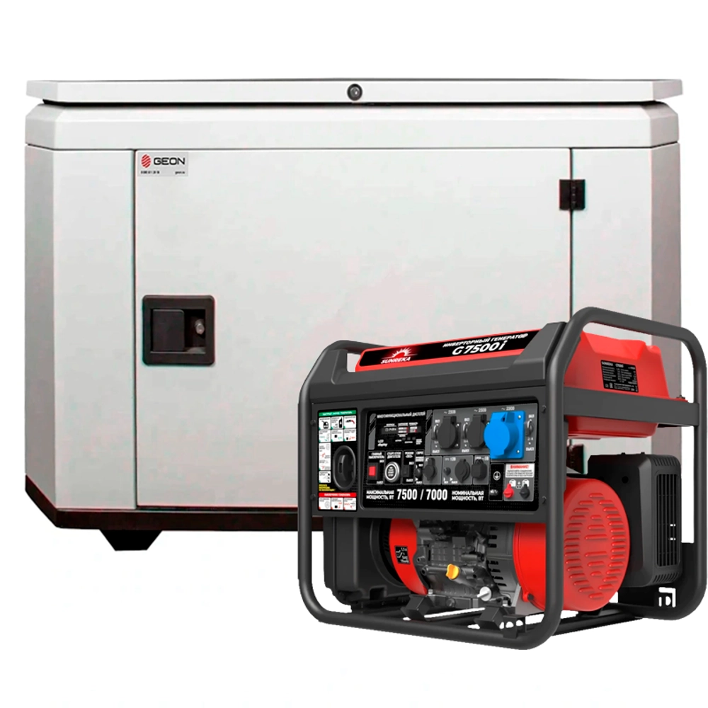 Генератор бензиновый инверторный SUNREKA G7500i с кожухом Geon 1400SS RAL 7035