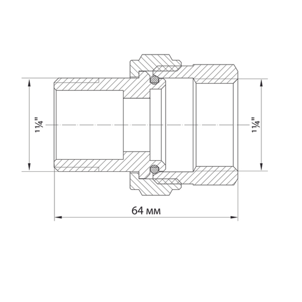 Переходник со сгоном 1 1/4'' прямой  VRT® никель