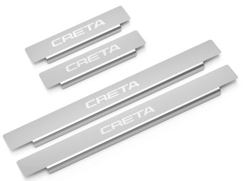 Накладки на пороги AutoMax для Hyundai Creta 2016-2021, нерж. сталь, с надписью, 4 шт., AMHYCRE01