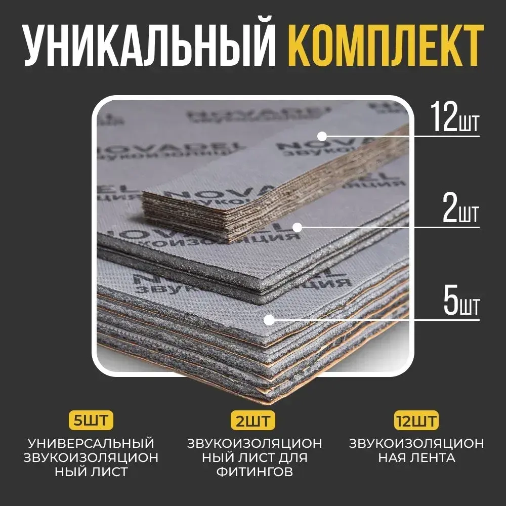 Шумоизоляция для канализационных труб NOVADEL Pipe - НОВАДЕЛ Пайп. Набор многослойной мембранной шумоизоляции.