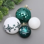 Набор шаров «Snow shine» 7 см + 5 см (24 предмета), Изумруд/Белый