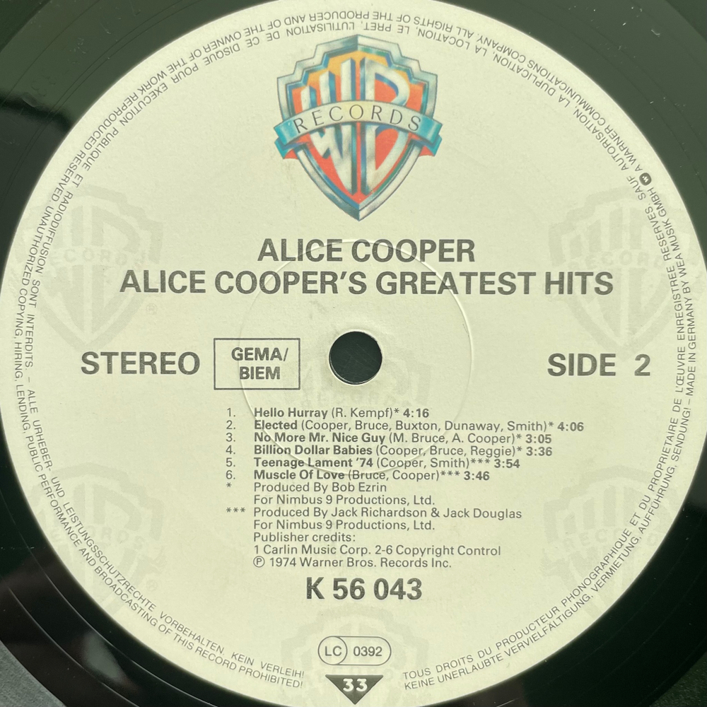 Alice Cooper ‎– Alice Cooper's Greatest Hits (Германия)