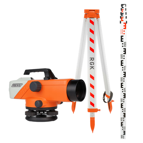 Комплект - оптический нивелир RGK N-55, рейка RGK TS-7 и штатив RGK S6-N N55S6TS7