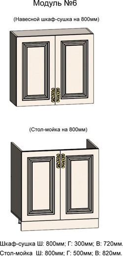 Шкаф-сушка (стекло) и Стол-мойка на 800