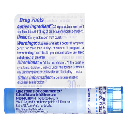 Boiron, Calcarea sulphurica, 30C, средство от угрей, прибл. 80 гранул