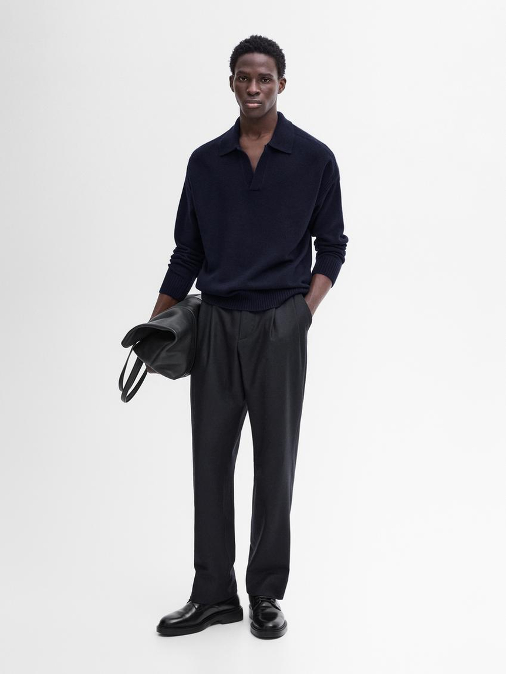 Massimo Dutti Свитер из смесовой шерсти, темно-синий