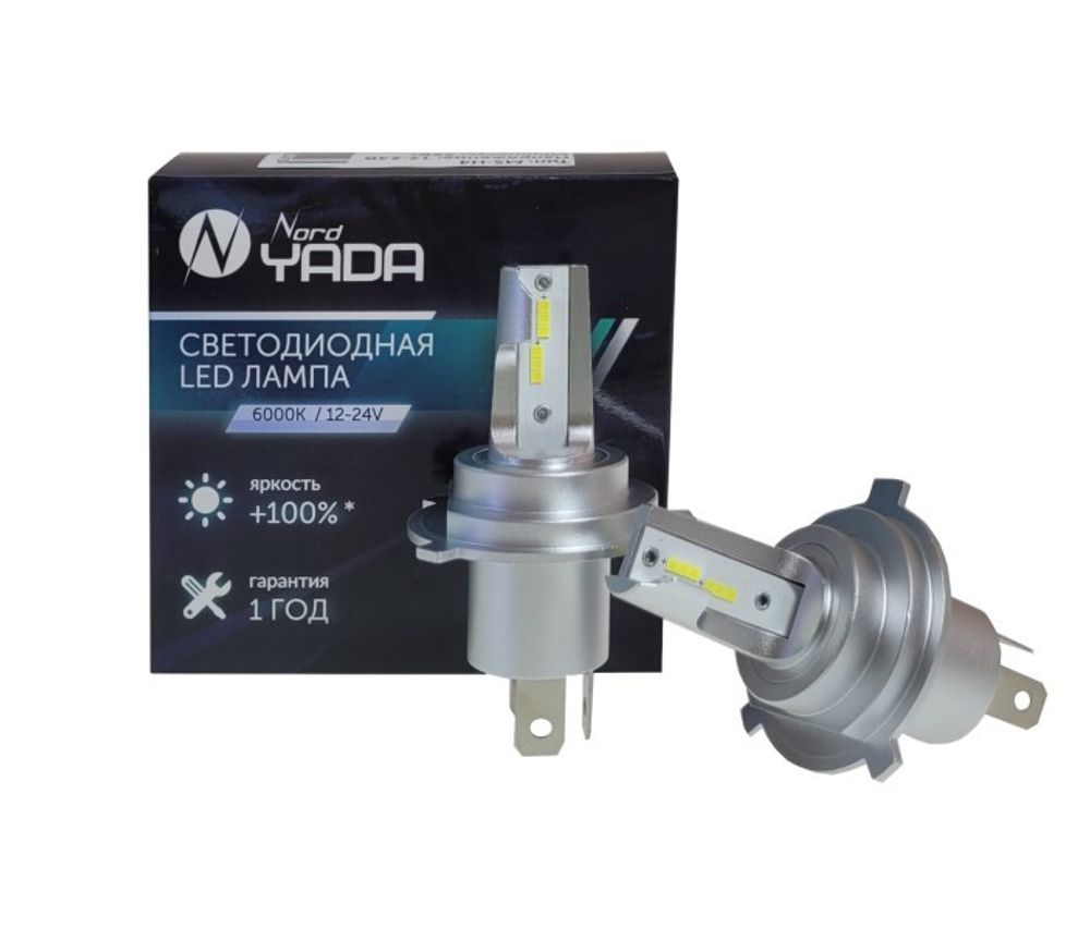 Лампа H4 12-24V LED 25W 1500LM 6000K 2 шт (Nord Yada)