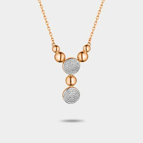 Колье женское из розового золота 585 пробы с фианитами (арт. Ко4752)