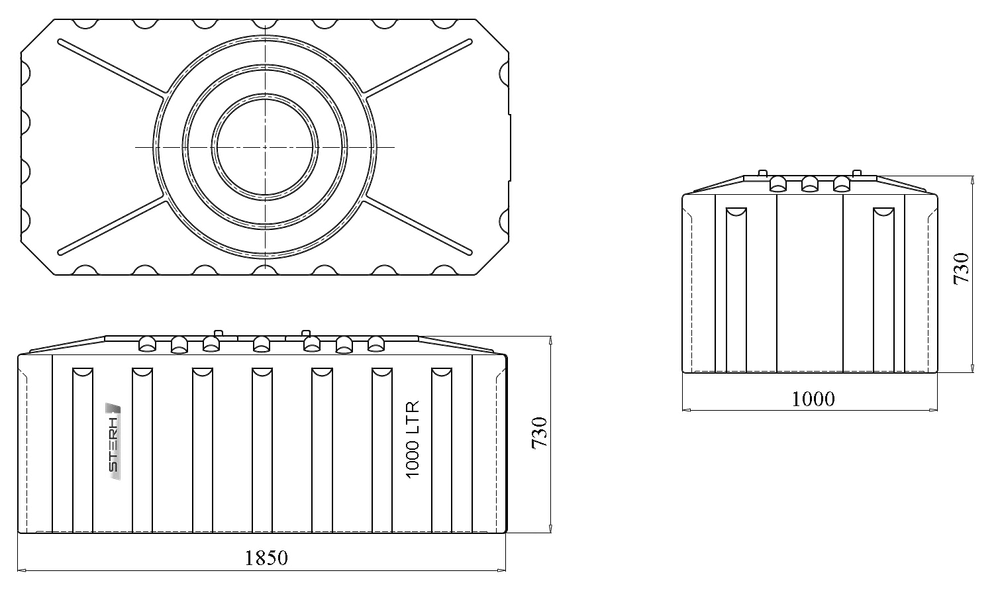 Ёмкость пластиковая пищевая STERH SQ 1000 л. прямоугольная (185x100x73см;синий) - арт.555097