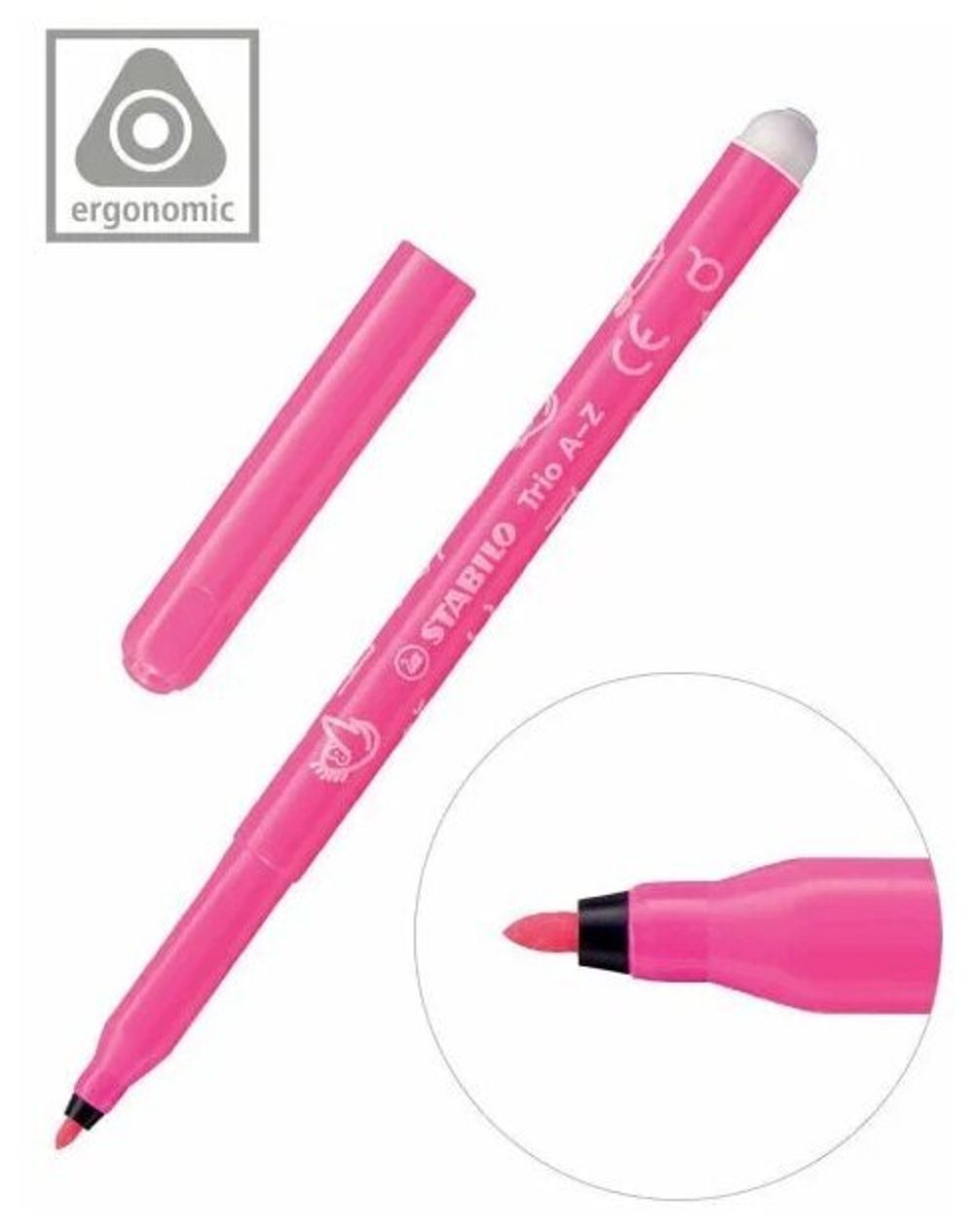 Фломастеры STABILO "Trio", 12 цветов, трехгранная зона обхвата, толщина линии 0,7 мм, картонный футляр, 378/1, 378/1-12-01