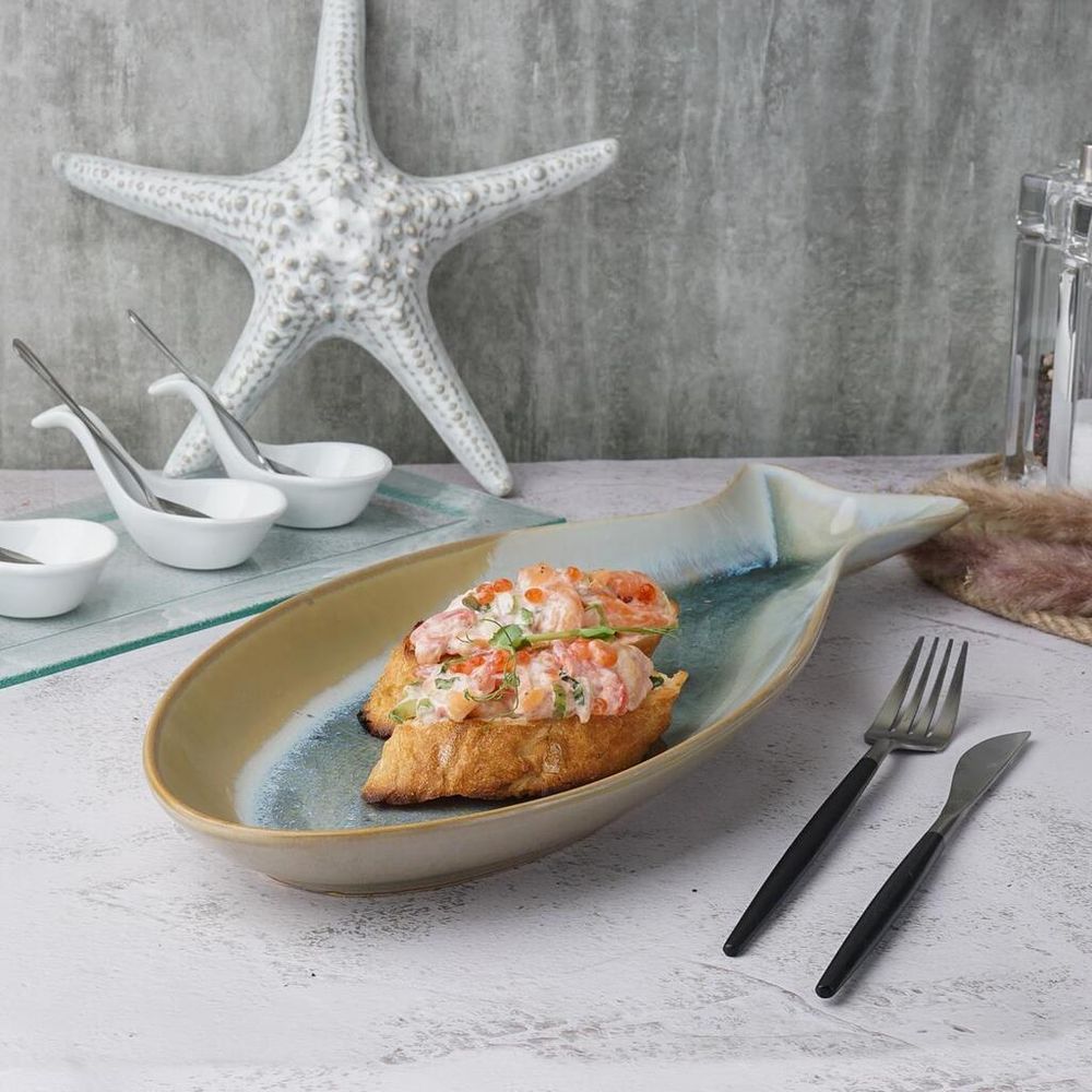Блюдо овальное 41,5*18 см h3,5 см Fish Pearl Blue Frutti di Mare P.L. [1]