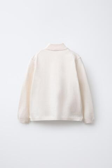 ZARA ТРИКОТАЖНЫЙ ДЖЕМПЕР С ВОРОТНИКОМ-СТОЙКОЙ, ЭКРЮ