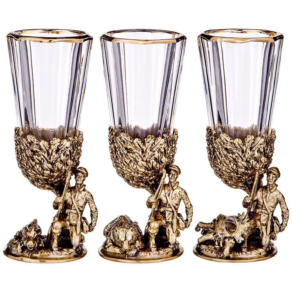 НАБОР ИЗ 3-Х ЛАФИТНИКОВ ДЛЯ ВОДКИ "ОХОТА" 50 МЛ (КОР=1НАБОР.)