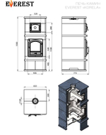 Печь-камин с духовкой EVEREST «KORELA» Пироксенит Элит
