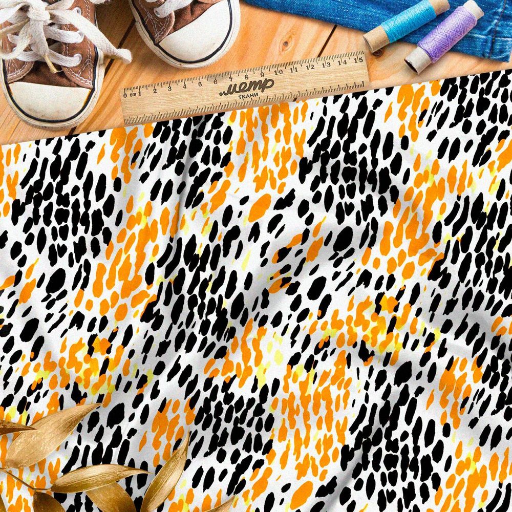 Ткань премиум дюспо черно-желтые пятна