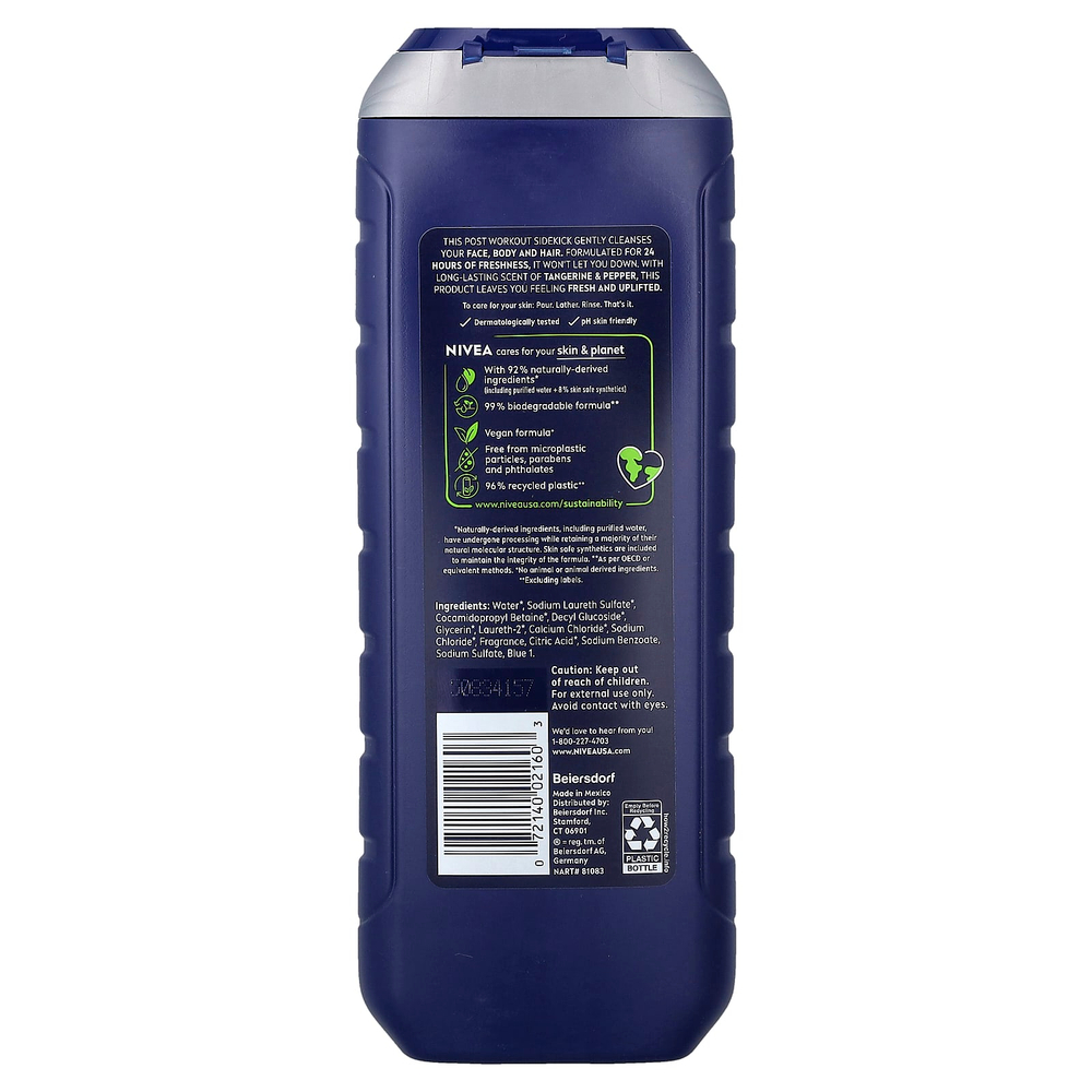 Nivea, Men, Sport, гель для душа 3 в 1, мандарин и перец, 500 мл (16,9 жидк. унции)