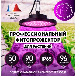 Фитопрожектор для растений светодиодный ЭРА FITO-50W-RB-LED-UFO красно-синего спектра 50 Вт IP65 | Фито прожекторы