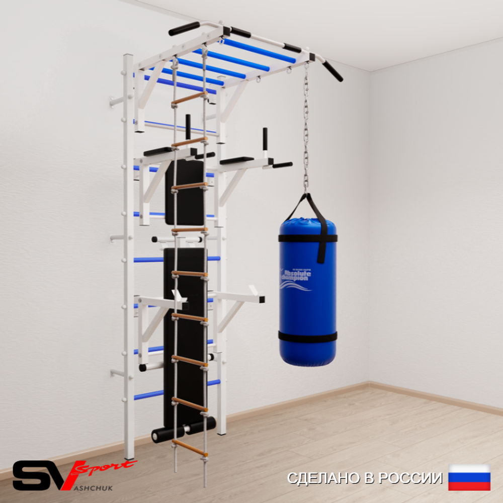 Шведская стенка Sv Sport 5621 (Турник рукоход/Брусья/Стойка/Скамья/Лестница/Цепь/Мешок 15кг)