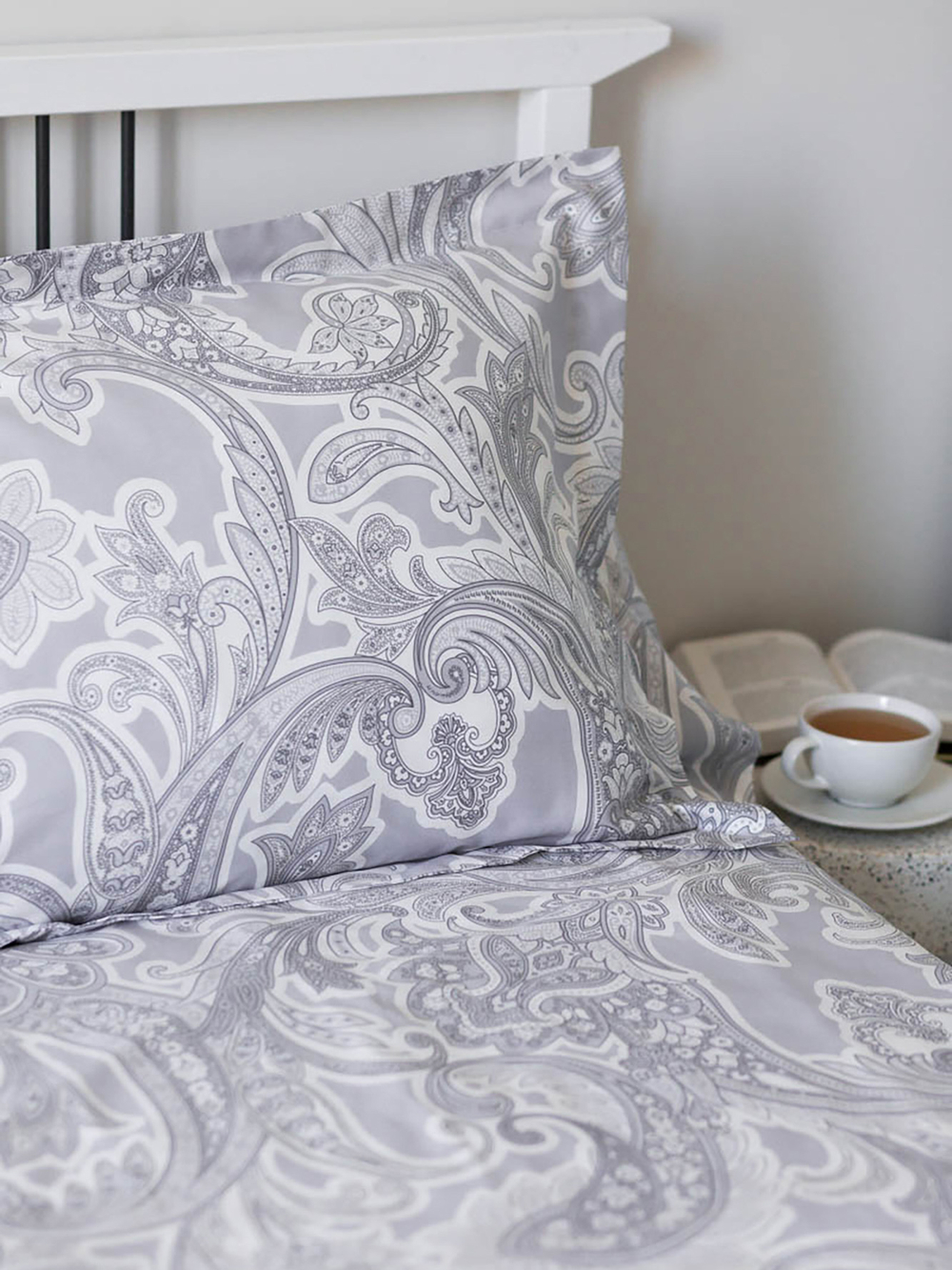 ODA 2 наволочки, сатин серый с узором 50x70см