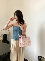 Сумка для учебы тоут розовая y2k с бантиком А5