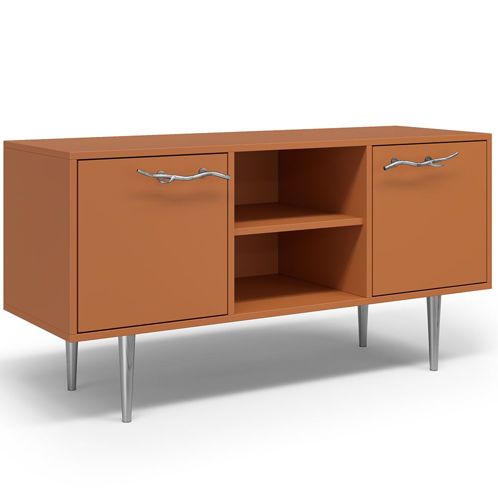 Тумба под ТВ Арт Колор matte 117см Стайл Сильвер Томленый оранжевый матовый