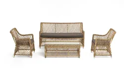 "Асти" лаунж-зона из искусственного ротанга на 4 персоны, цвет соломенный