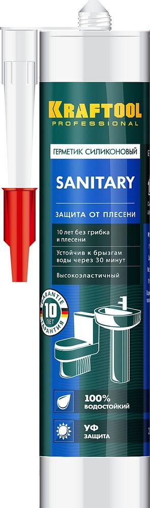 Санитарный силиконовый герметик KRAFTOOL Sanitary 300 мл белый