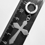 Серьга кольцо с подвеской "Большой крест" (36х22мм) для пирсинга уха. Медицинская сталь. Цена за одну штуку!