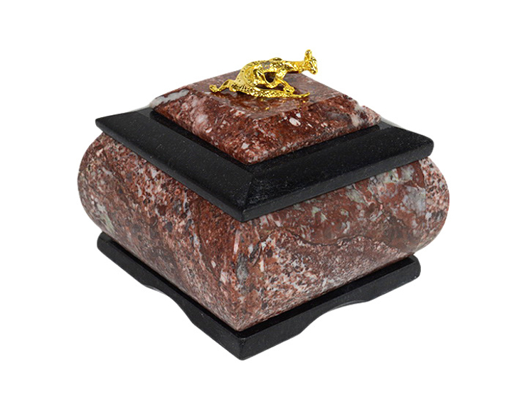 Шкатулка Мономах малый с ящеркой, змеевик, креноид , 75x75x65 мм