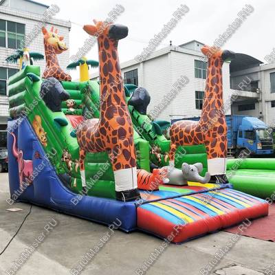 Надувной батут-горка "Веселые жирафы", 7*3,5*5 м