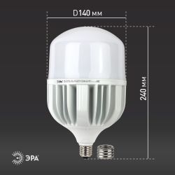 Лампа светодиодная ЭРА STD LED POWER T160-120W-4000-E27/E40 Е27 / Е40 120 Вт колокол нейтральный белый свет | Лампы cветодиодные POWER