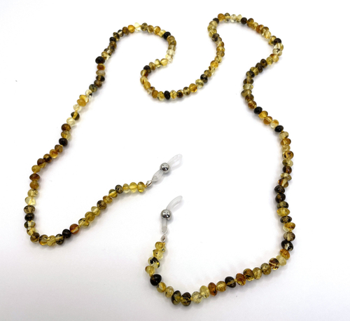 Держатель для очков из натурального янтаря, длина 70 см. Цепочка для очков натуральный камень