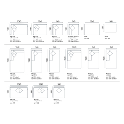 3-х местный нераскладной диван с кушеткой Case 901/908