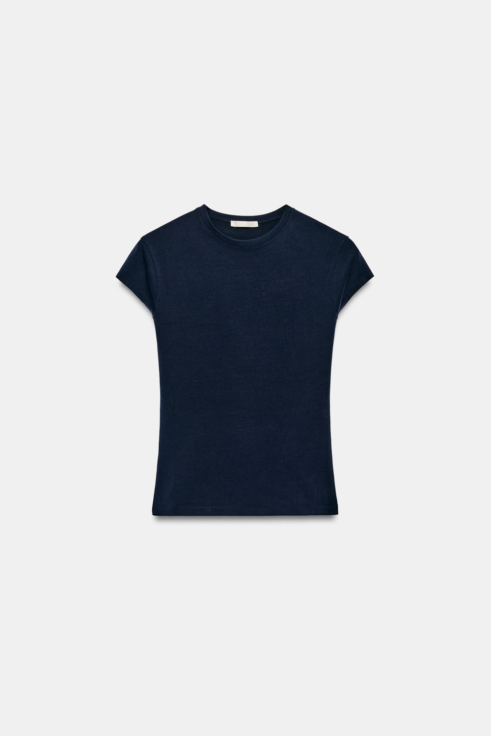 ZARA ФУТБОЛКА ОБЛЕГАЮЩЕГО КРОЯ С КОРОТКИМИ РУКАВАМИ, ТЕМНО-СИНИЙ