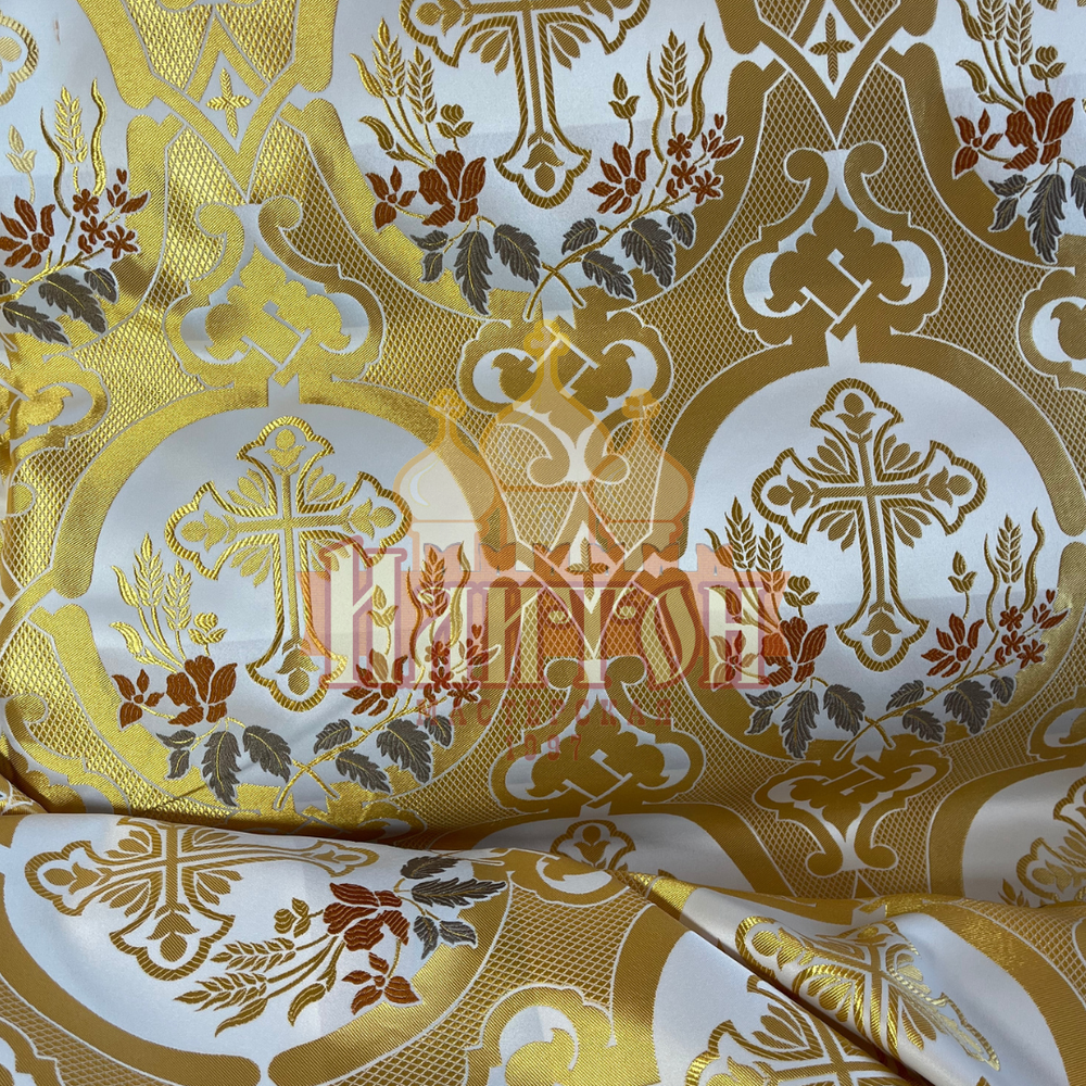 Шёлк Павлово-Посадский С718-5523 белый с золотом