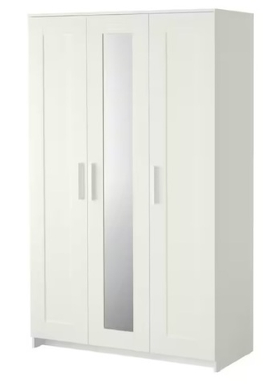 Шкаф платяной 3-дверный Ikea Brimnes с зеркалом , белый