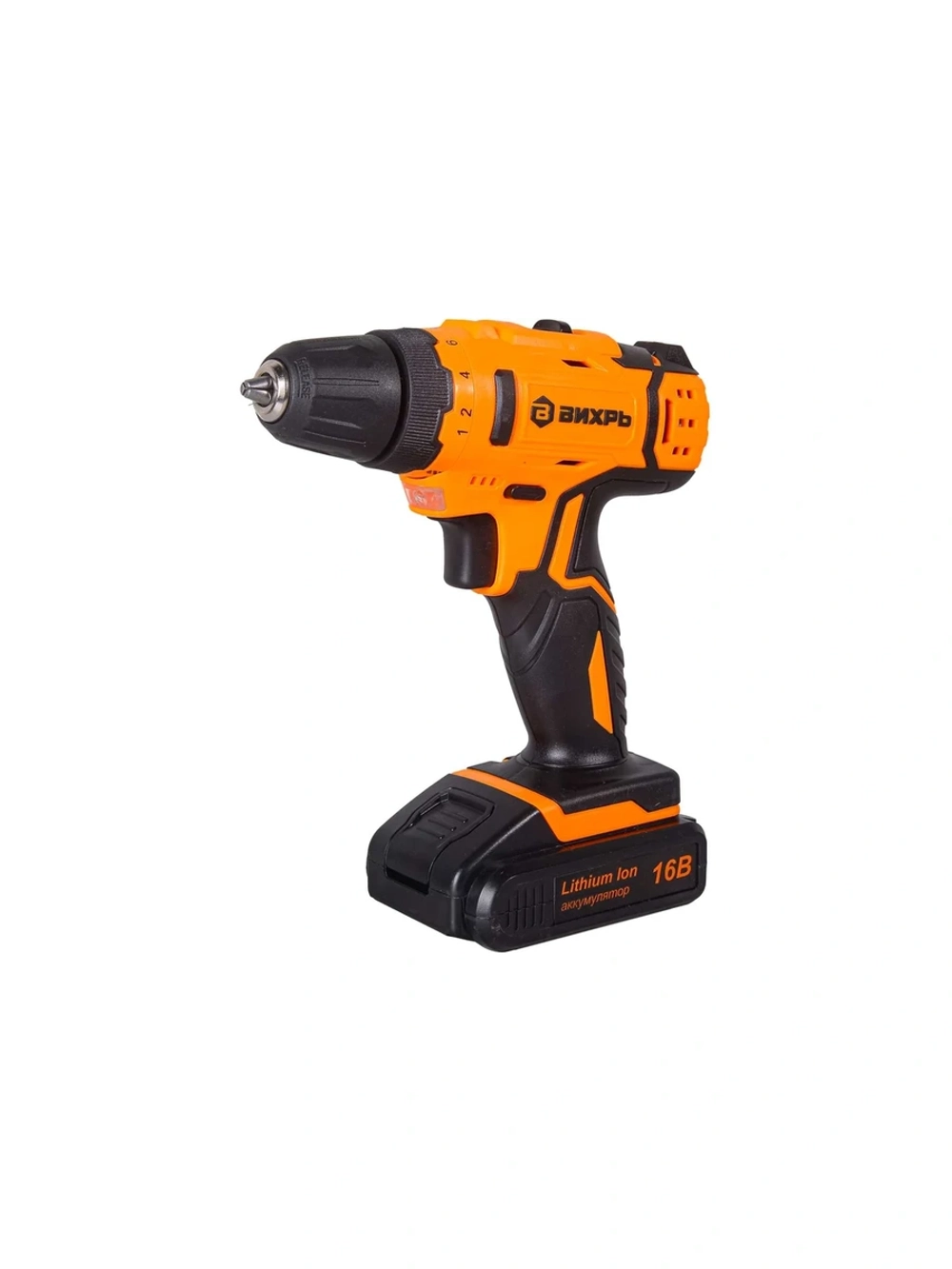 Аккумуляторная дрель-шуруповерт Вихрь ДА-16Л-2КА с набором оснастки, 65 предметов 72/14/49