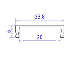 Ambrella Алюминиевый профиль накладной 23.8*6 для светодиодной ленты до 20мм Alum Profile GP1800WH