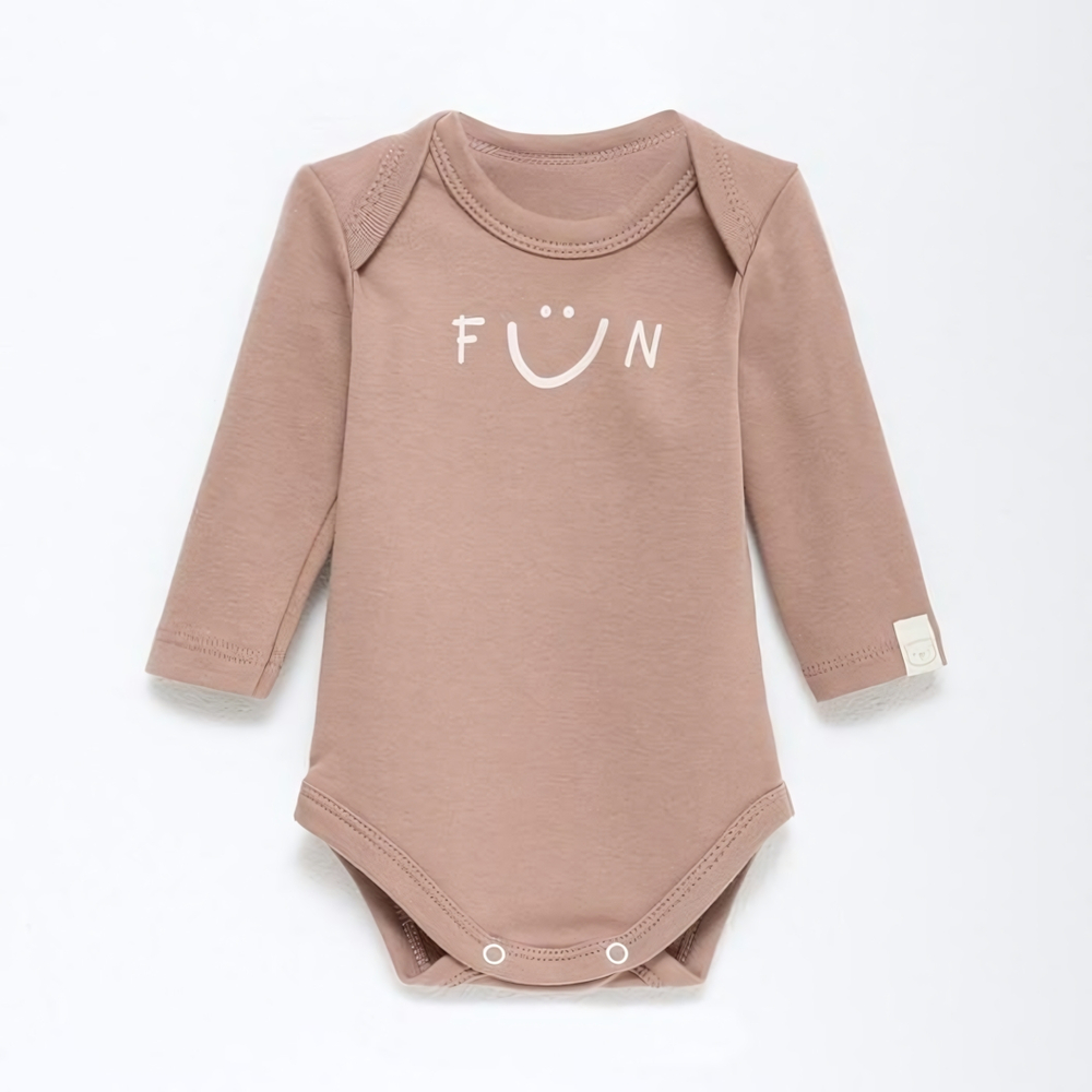 Боди с дл. рукавом "Fun" р.80-86 см, бежевый 9539128 (Крошка Я)