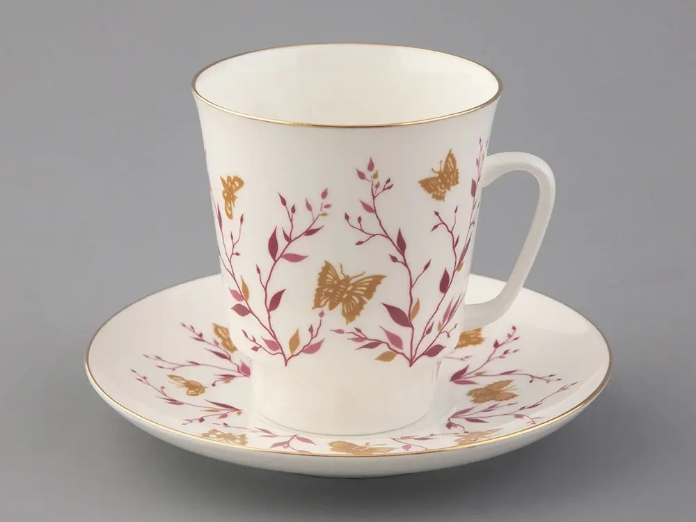 Чашка с блюдцем кофейная 165 мл форма Майская рисунок Розовые веточки арт. 81.13735.00.1