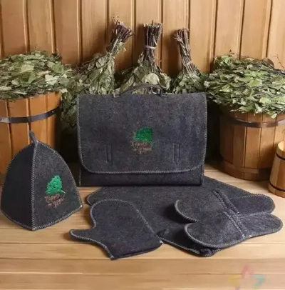 Набор банный мужской из 5 предметов «Портфель - Главный банщик», цвет серый