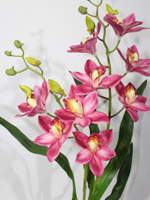 Искусственные Орхидеи Дендробиум 2 ветки малиновые в белом кашпо