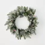 Рождественский венок заснеженный с гирляндой «Froid» (Литая +пвх) 60 см