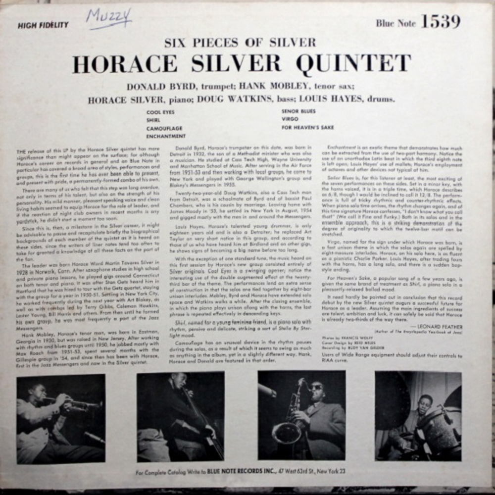 The Horace Silver Quintet / 6 Pieces Of Silver (LP)