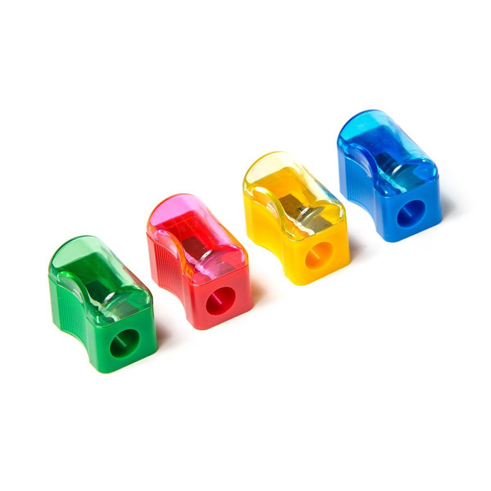 Точилка пластиковая Alingar.1 отверстие, цвет ассорти, с контейнером, пластиковая банка