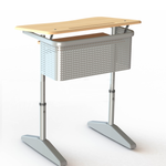 Парта одноместная Nova с перфорированным экраном, полкой и углом наклона столешницы, регулируемая