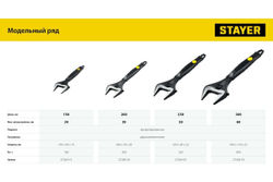 Ключ STAYER Cobra разводной 300 / 60 мм 27264-30