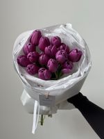 Букет из 15 фиолетовых тюльпанов