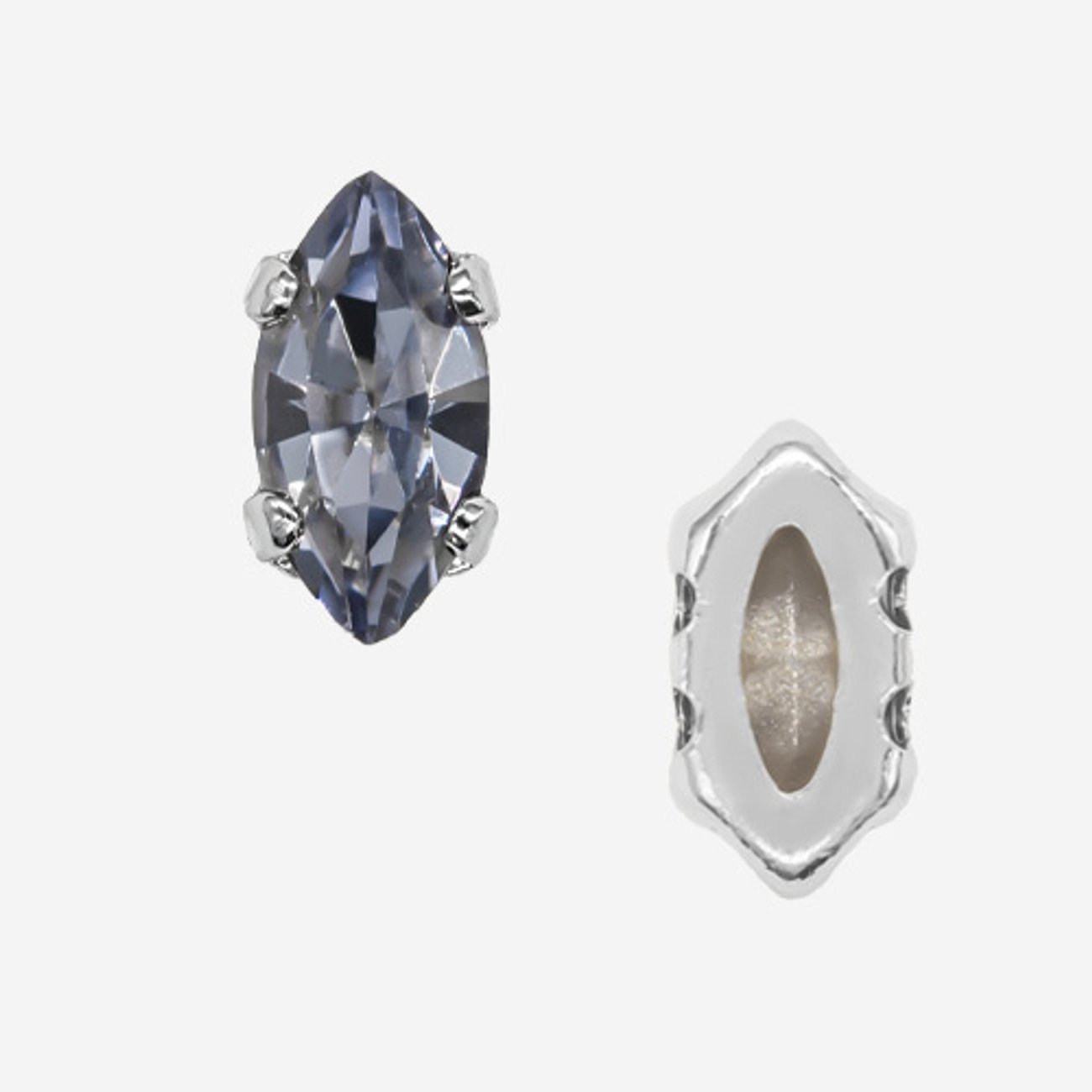 Кристалл Маркиз (Marquise Fancy Stone) в цапах, оттенок "Танзанит"/"Tanzanite", 8*4мм, родирование